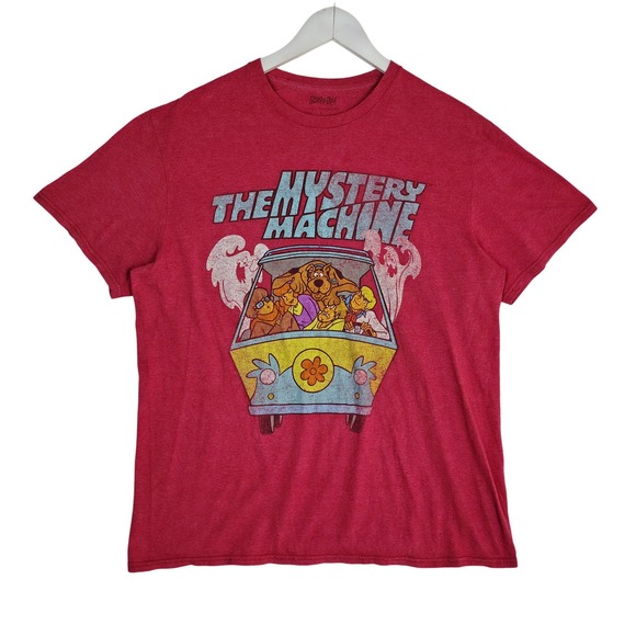 Scooby-Doo Other - Scooby-Doo Mystery Machine Graphic T-Shirt Mens Large Red Heather Hanna-Barbera